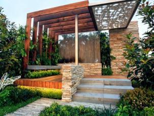 Arbor and landscaping